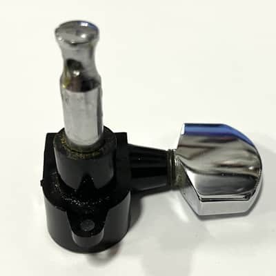 Schaller- Chrome/black plastic tuner, treble side, Vintage image 3