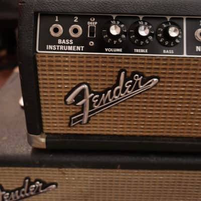 1964 Fender Bassman 2-Channel 50-Watt 2x12" Piggyback Guitar Amp Black Panel image 3