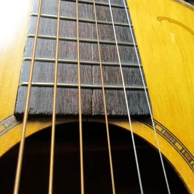 Unknown Parlor Acoustic Guitar 30s/40s art deco soso player w/intonation issues image 7