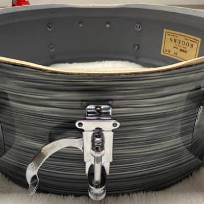 1960s Rogers Luxor 5” x 14” Snare Drum - Steel Grey Ripple image 10