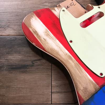 Made to Order - FRANCHIN Mars guitar body AMERICAN FLAG Usa Relic Aged Nitro Laquer Basswood Poplar Telecaster-Tele-T-Style Made in Italy image 12