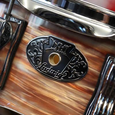 Ludwig USA Classic Maple LS-401-XXPO 100th Anniversary 1964 Jazz Festival Reissue 5x14 Snare Drum - Pre-Aged Pink Oyster Pearl image 4