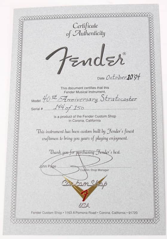 Fender Diamond Dealer Custom Shop Limited Edition 40th Anniversary Stratocaster Flamed 2-Color Sunburst with Gold Hardware 1994 image 7