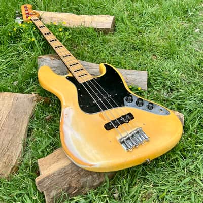 Vintage Fender Jazz Bass 1973 - Tuxedo Appointments Olympic White w Black Guard, Black Binding and Blocks image 6