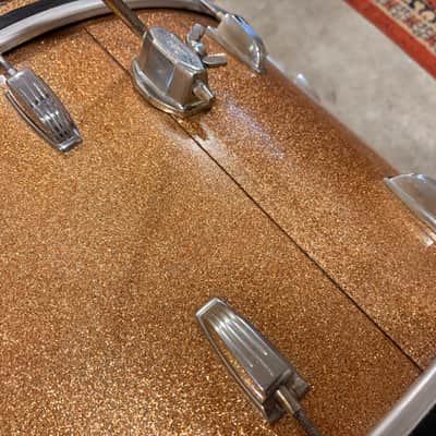 Vintage Ludwig 22 x 14 Bass Drum 1960s - Champagne Sparkle w/ New Heads image 11