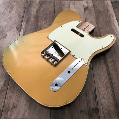FRANCHIN Mars guitar body Relic Aged Gold Metallic turned green and Black 100% Nitro Lacquer Cracks Single Binding SS Alder Telecaster-Tele-T-Style Made in Italy - Stock piece #23020626 image 5