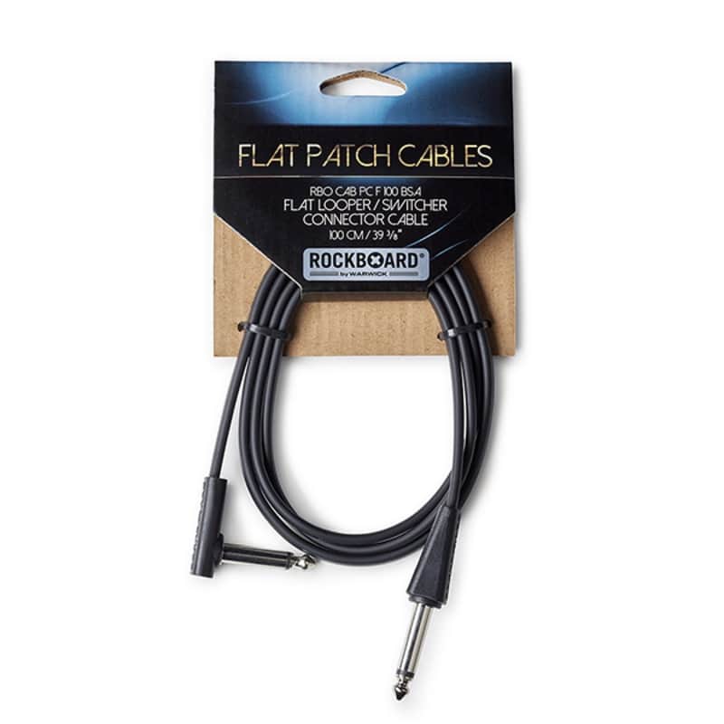 RockBoard Flat Looper / Switcher Connector Cable, 100 cm / 39 3/8", Right Angle to Straight 1/4" TS image 1