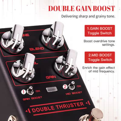 JOYO R-28 Double Thruster High Gain Overdrive Guitar Pedal with Mid/High Frequency For Bass Guitar image 8