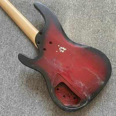 Red Burst 4 String Bass Basswood Body with Maple Neck, Rosewood Fingerboard image 5