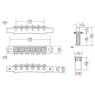 NEW Tonepros TPFR Roller Saddles, METRIC Tuneomatic - NICKEL image 2