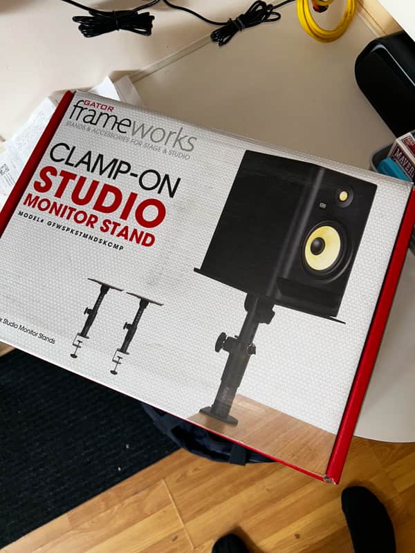 Gator GFW-SPKSTMNDSKCMP Clamp-On Studio Monitor Stands (Pair) 2020s - Black image 1