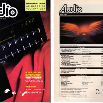 Vintage April 1991 Audio Magazine - Test Reports on Meridian Proton Altec Lansing Stax - Free Ship image 1