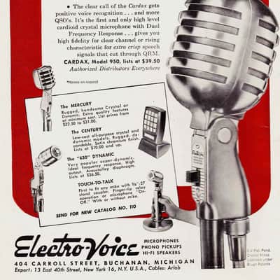 Vintage 1950's Electro-Voice 950 Cardax Crystal Microphone w cable mod LED light lamp # 1 image 2