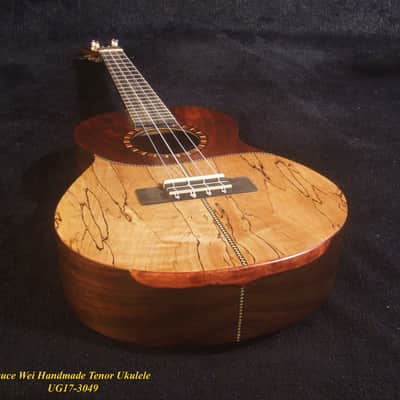 Handmade Tenor Ukulele, Solid Spalted Maple, Indian Rosewood, Soft-bag, Bruce Wei UG17-3049 image 9
