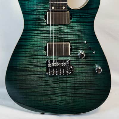 Tom Anderson Angel, Flame Maple Top, Ziricote FB, HC1/HC2+, Cajun Key Lime to Teal Burst, w/Bag image 11