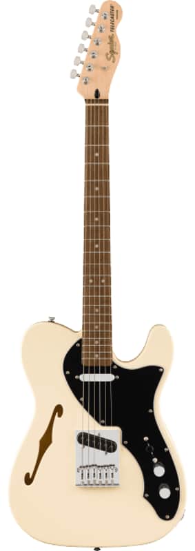 Fender Squier Affinity Series Telecaster Thinline Electric Guitar, Olympic White image 1