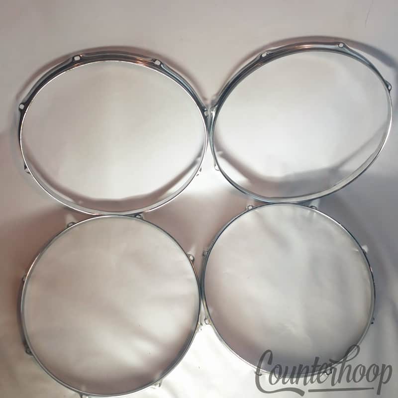 *Pearl 4x 14" Snare/Tom Drum Batter Rims/Hoops Triple Flange 8Lug-Hole Vintage* image 1