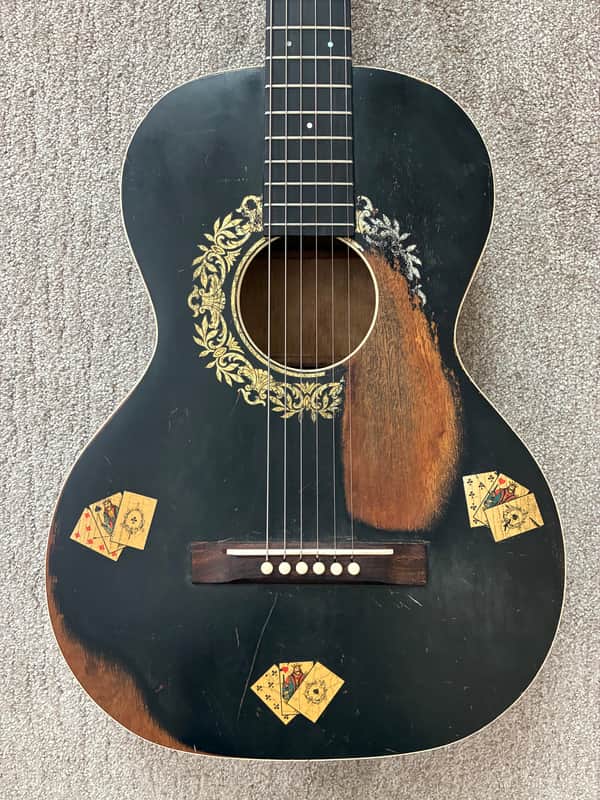RARE! 1920s - 1930s Oscar Schmidt Stella Gambler Concert Ladder Braced Parlor Guitar Ready To Go! image 1