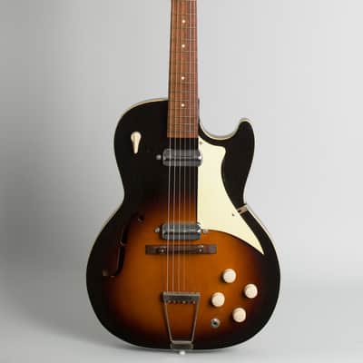 Airline  Model 7227 Arch Top Hollow Body Electric Guitar (1961), original two-tone soft shell case. image 1