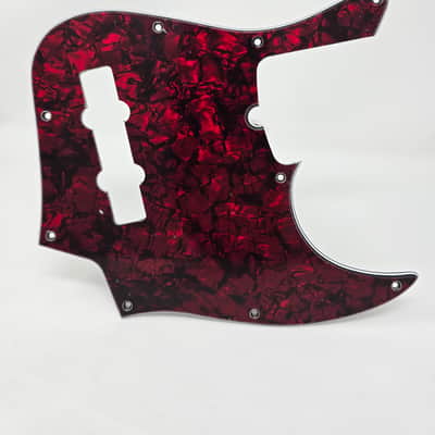 Custom B Stock Pickguard For 2019 - 2024 Made in America Fender American Ultra Jazz Bass 4-string - Dark Red Pearl/Black/White/Black .090"