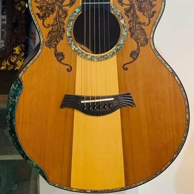 Blueberry  Handmade Acoustic Guitar Grand Concert Built to Order with Paua Shell Arm Rest and Rib Rest image 8
