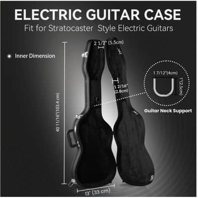 Electric Guitar Hard Case for Stratocaster Style Guitars – Wooden Hard Shell with Plush Interior image 3