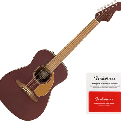 Fender Malibu Player WN Acoustic-Electric Guitar, Burgundy Satin w/ Fender Play Card image 1
