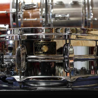 Early 2000s Tama 5x14 Stewart Copeland Signature Chrome Over Brass Snare Drum image 3