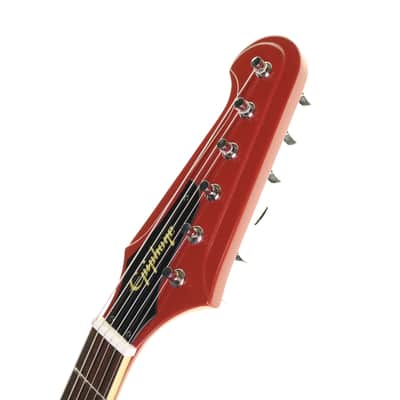 Epiphone Inspired by Gibson Custom 1963 Firebird V Vibrola Electric Guitar, Ember Red with Case image 6