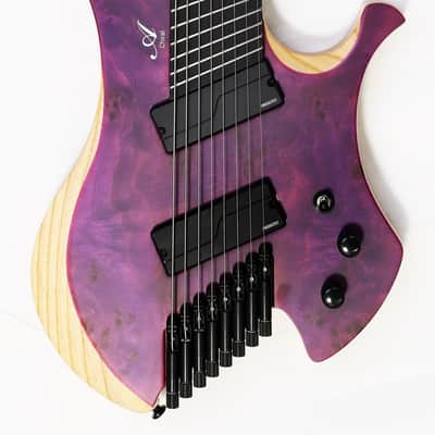 Agile 8 String Multi-Scale Fan Fret Headless Electric Guitar CHIRAL NIRVANA 82528 RL MOD SS Purple B image 1