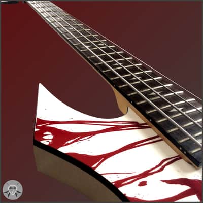 B.C. Rich Warlock Revenge 4-String Bass Guitar – White Blood