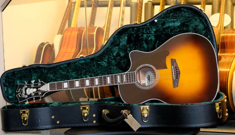 D'Angelico Premier Gramercy Cutaway Deluxe HSC Abalone MOP Bone Ebony Vintage Sunburst Mint Extras image 1