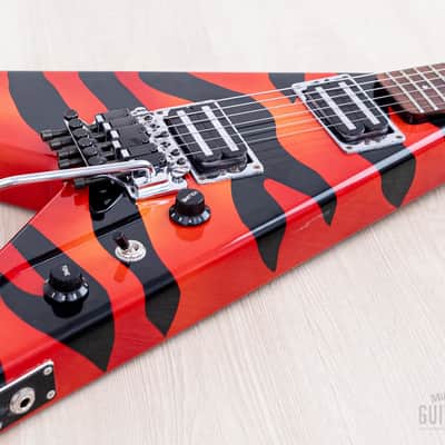 1980s Aria Pro II XX Deluxe Flying V Partscaster Orange With Black Zebra, Japan Matsumoku image 6