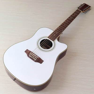 41 Inch White 12 String Acoustic Electric Guitar, Sapele Spruce Body, Mahogany Neck, 20 Frets image 9