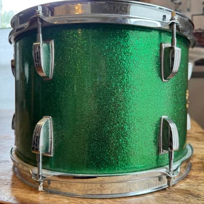 Exc Mid 60s Ludwig No. 942 Classic 8x12" Rack Tom with Keystone Badge in Green Sparkle image 2