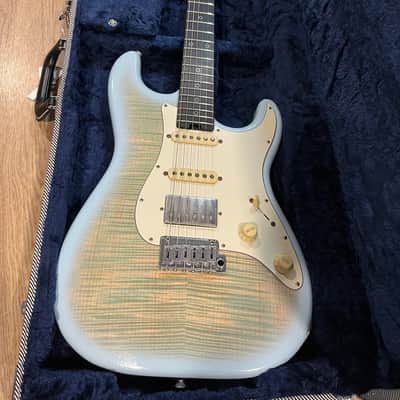 2023 Schecter USA Custom Shop Nick Johnston Traditional HSS “Wembley” Flame Top Nitro - Atomic Ice image 1