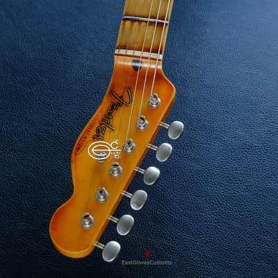 Fender American Vintage '52 Reissue Telecaster Black over Butterscotch Heavy Aged Relic image 24