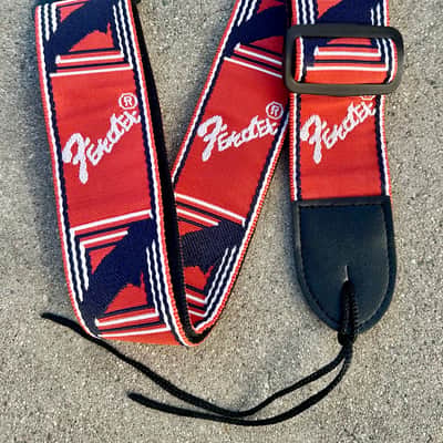 Fender Headstock Monogrammed Woven 2" Guitar Strap Red/ White/ Black - Red/ White/ Black image 3