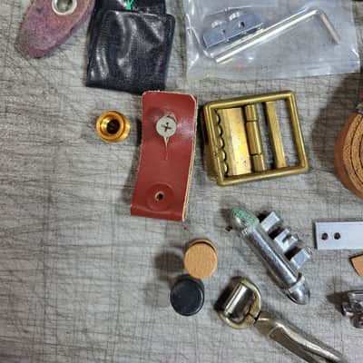 Vintage Pile of  Switch Surrounds Strap Parts String Winders Harness Misc Guitar Junk Parts Luthier image 3
