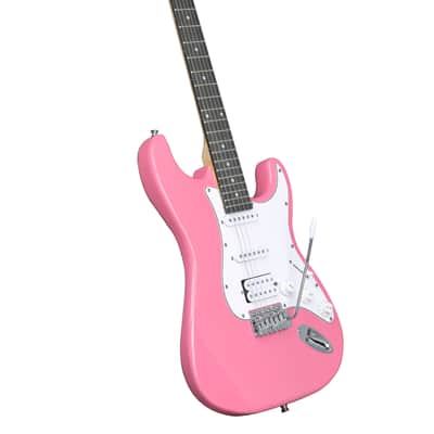 Cxxss KST Stylish H-S-S Pickup Electric Guitar Kit with 5W AMP Bag Guitar Strap Strings rose red image 3