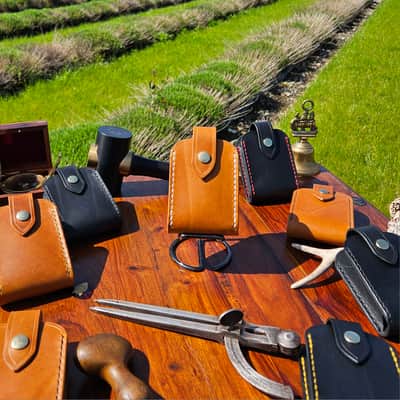 Guitar Wireless transmitter holster - handmade, hand stitched, vegetable tanned leather. image 22
