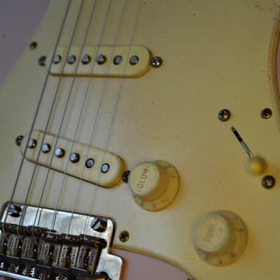 American Fender Stratocaster Standard Shell Pink Over Candy Apple CS Fat 50's image 12
