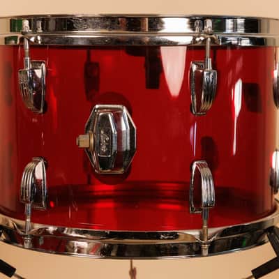 1970s Ludwig Red Vistalite 14x22, 8x12, and 16x16 Drum Set image 11