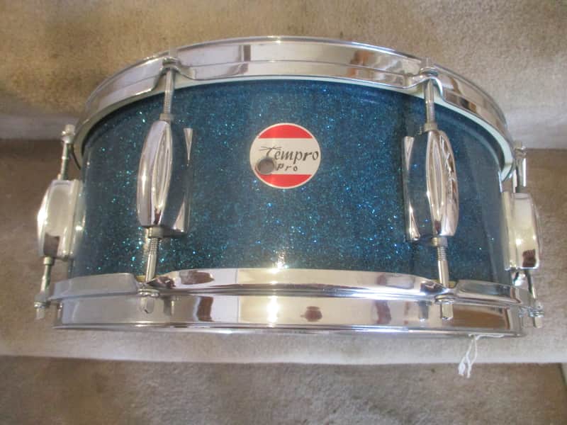TEMPRO PRO Vintage 14 X 5 Snare Drum, Made In Japan 1960s, Blue Sparkle, 8 Lugs - Outstanding! image 1