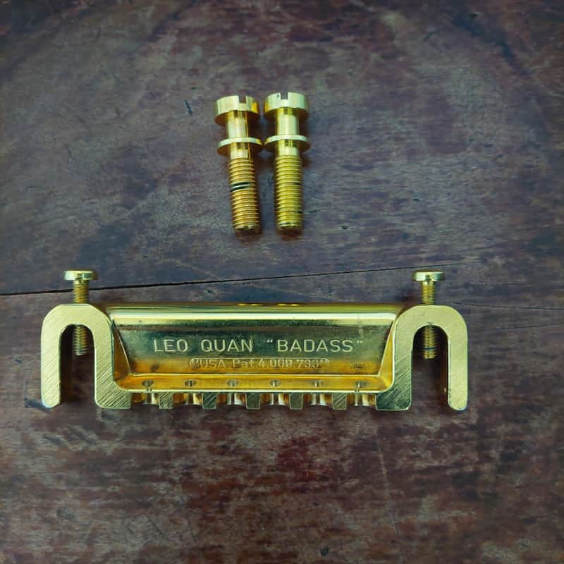 Leo Quan Badass Wraparound Guitar Bridge with SAE Locking Studs GOLD (USED) "Made In Germany" image 1