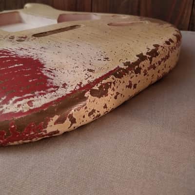 #202603 :: Baldman's Stratocaster (open) body in Aged Olympic White over Metallic Wine Red : Vintage image 16