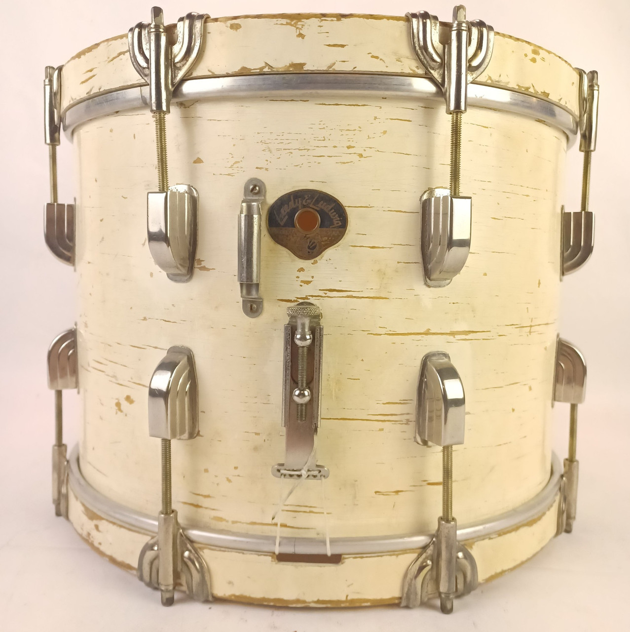 Leedy&Ludwig 10x14" Snare Drum 3Ply White Duco Vintage 50s Marching/Parade 16Lug — main photograph