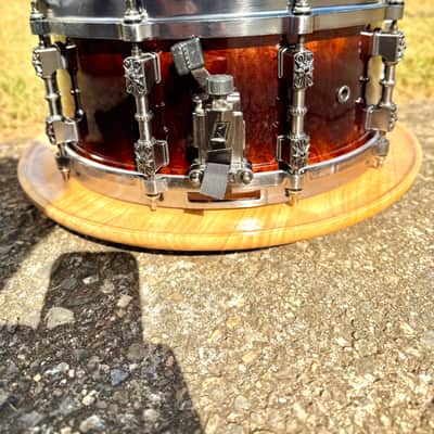 Tama Warlord Collection Masai 6x14" Bubinga Snare Drum 2000s - Quilted Bubinga Burst image 3