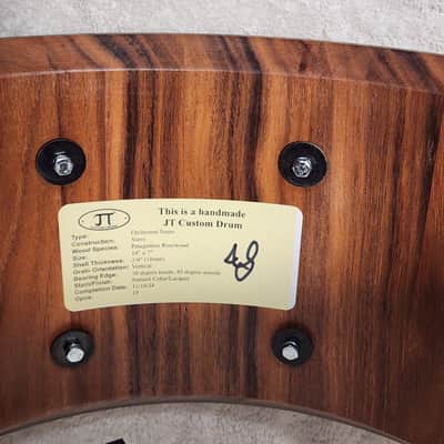 JT Custom Drums 14x7 Patagonian Rosewood Solid Orchestral Stave Snare Drum image 10