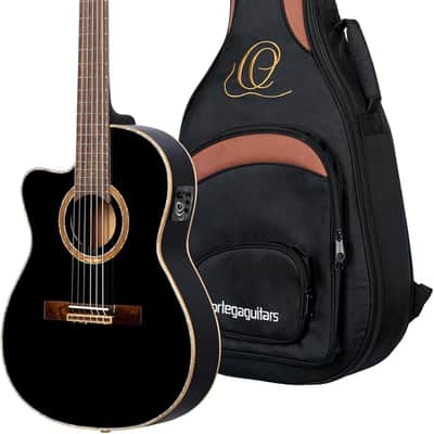 Ortega RCE138-T4BK-L Performer Series Solid Spruce Top Mahogany Neck Cutaway Nylon 6-String Classical Acoustic-Electric Guitar w/Gig Bag For Left Hand Player image 1